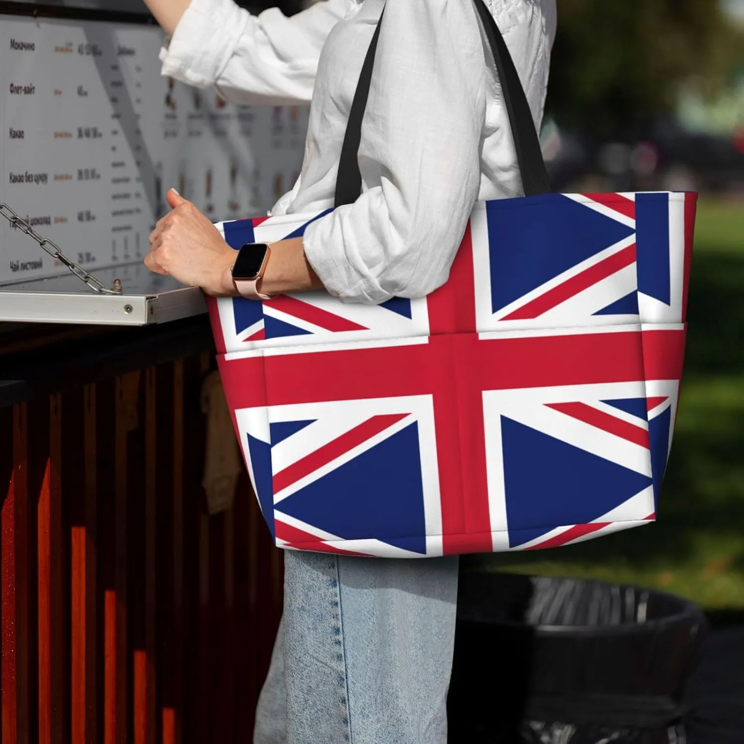 British Flag Large Capacity Foldable Tote Bag Women Beach Tote Bag Handbag Gym Bag Travel Shopping Bag