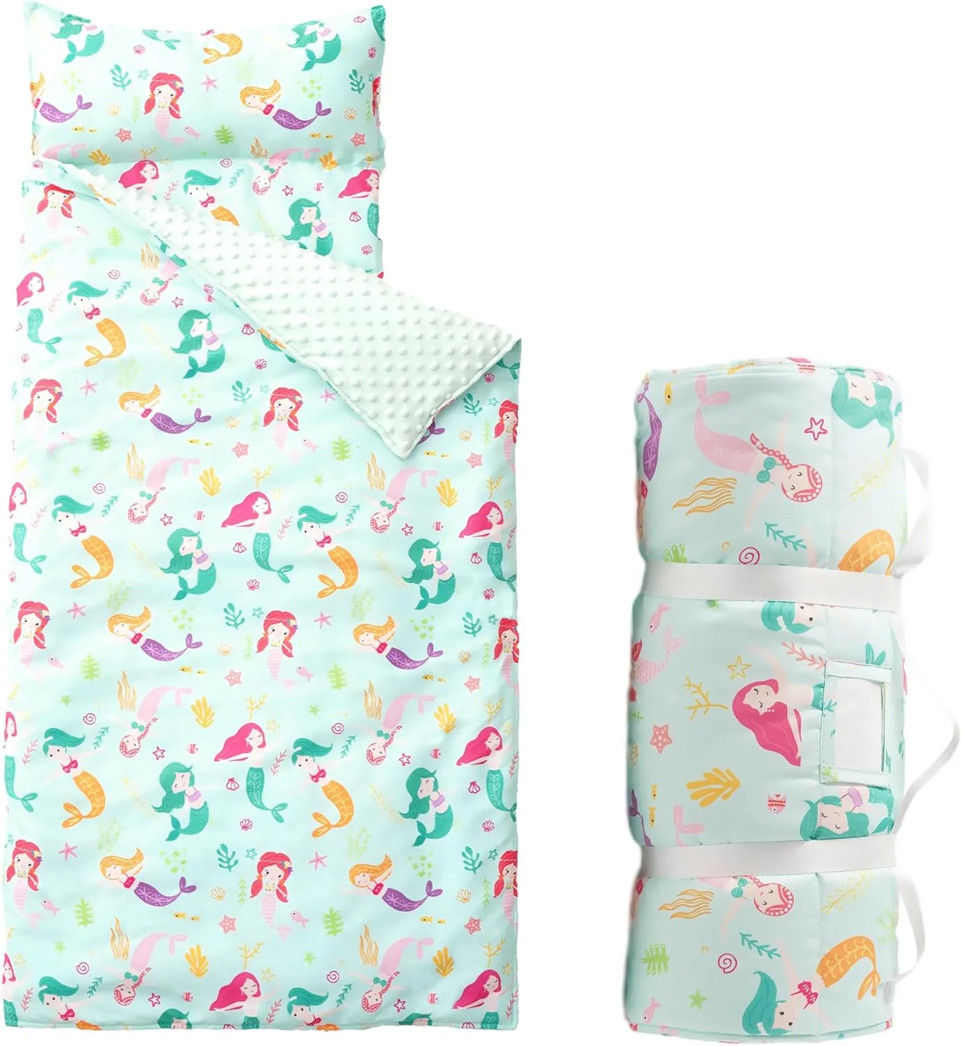 Bunnikins & Clover Toddler Nap Mat with Removable Pillow, Nap Mats for Preschool, Easy Clean Toddler Nap Pad for Kindergarten, Kids Sleeping Bag for Travel Camping