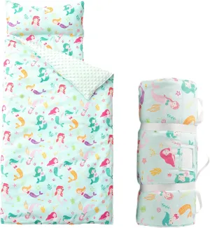 Bunnikins & Clover Toddler Nap Mat with Removable Pillow, Nap Mats for Preschool, Easy Clean Toddler Nap Pad for Kindergarten, Kids Sleeping Bag for Travel Camping