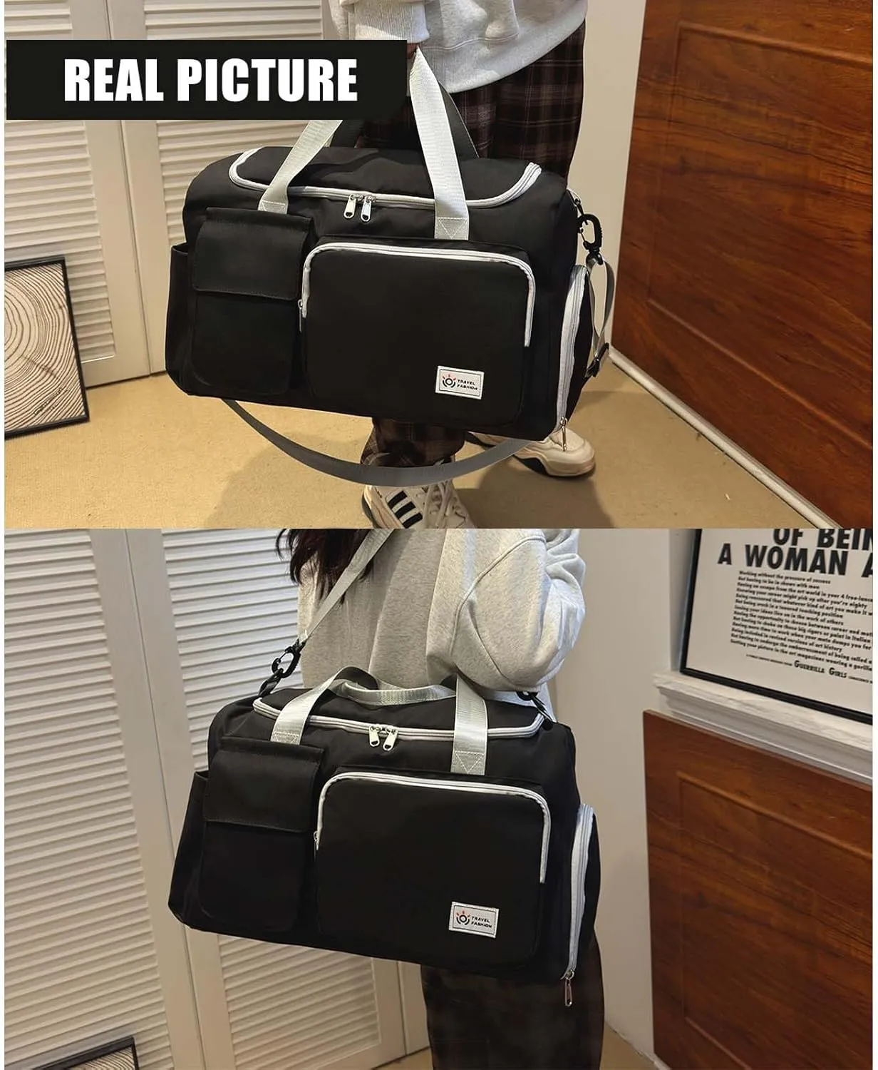 BUQINGTING Gym Bag for Men Women with Shoe Compartment, Cute Travel Duffle Bag for Women, Weekender Overnight Bag, Carry on Tote Bag Sport Duffel bag for Dance, Swim