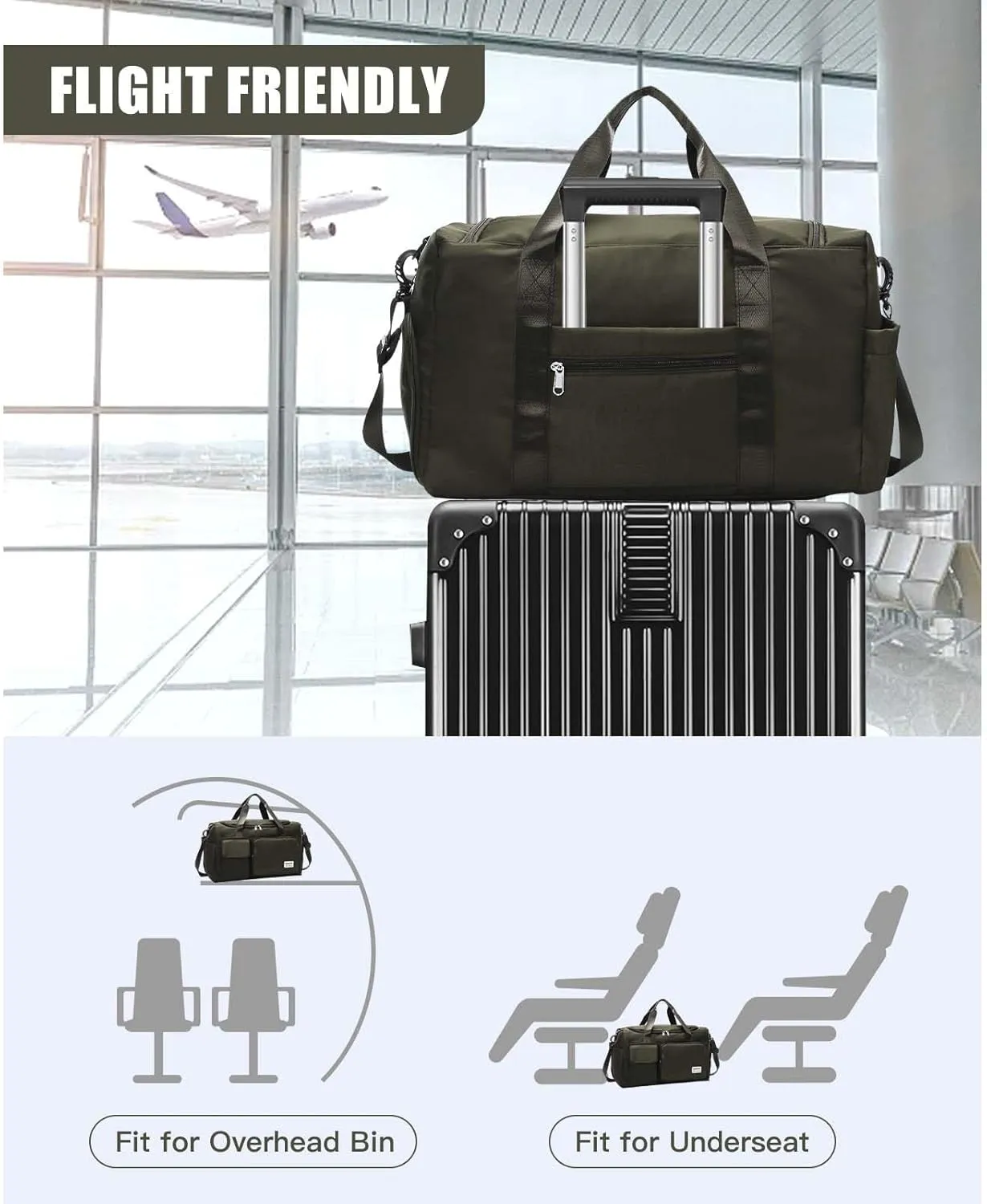 BUQINGTING Gym Bag for Men Women with Shoe Compartment, Cute Travel Duffle Bag for Women, Weekender Overnight Bag, Carry on Tote Bag Sport Duffel bag for Dance, Swim