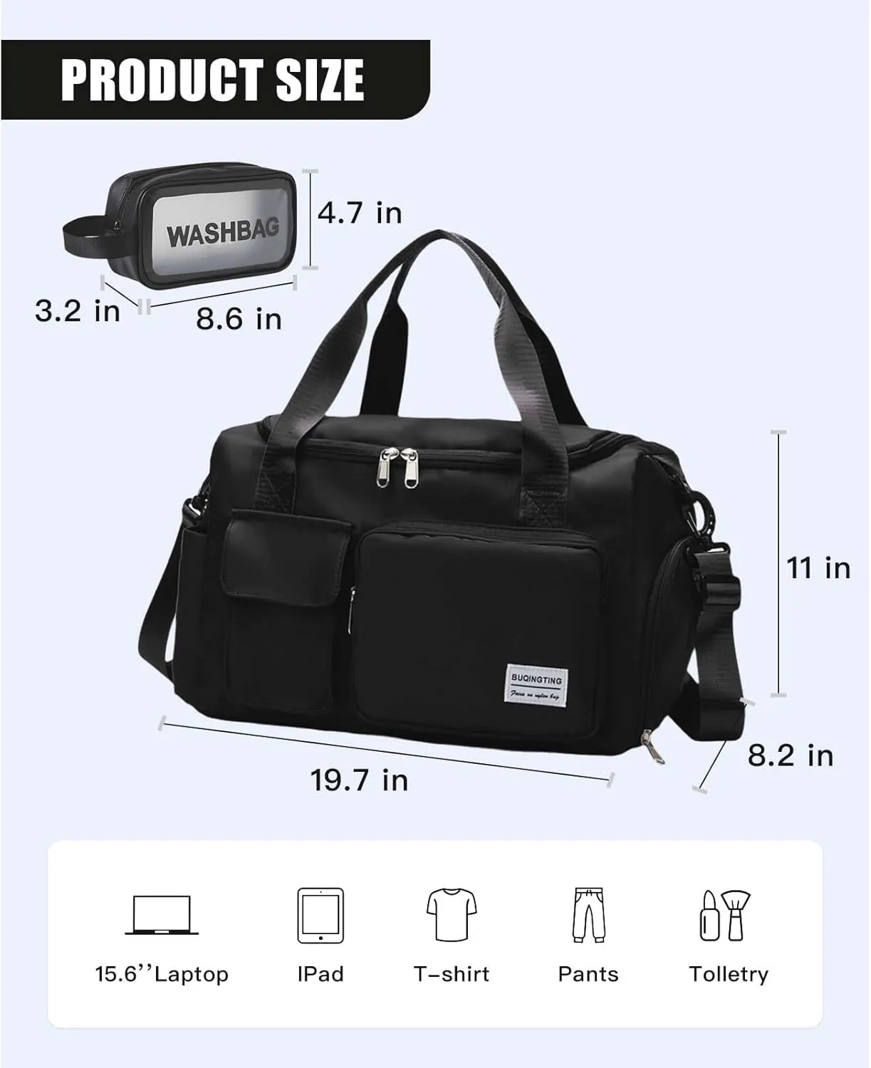 BUQINGTING Gym Bag for Men Women with Shoe Compartment, Cute Travel Duffle Bag for Women, Weekender Overnight Bag, Carry on Tote Bag Sport Duffel bag for Dance, Swim