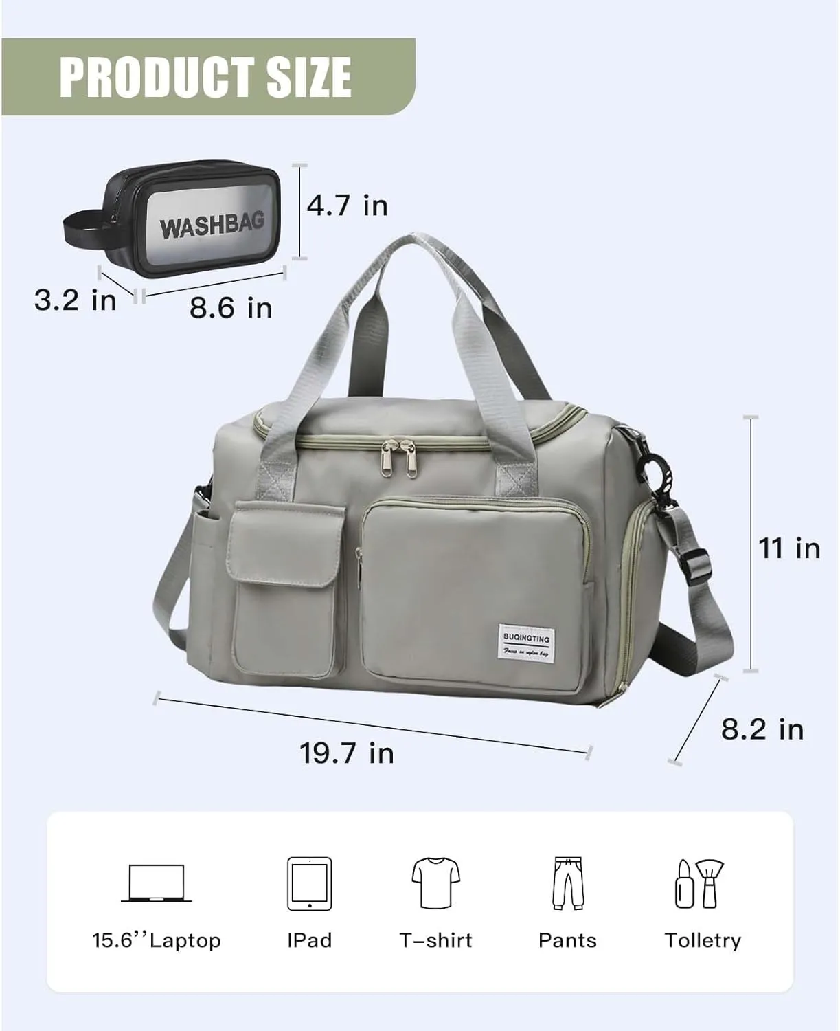 BUQINGTING Gym Bag for Men Women with Shoe Compartment, Cute Travel Duffle Bag for Women, Weekender Overnight Bag, Carry on Tote Bag Sport Duffel bag for Dance, Swim