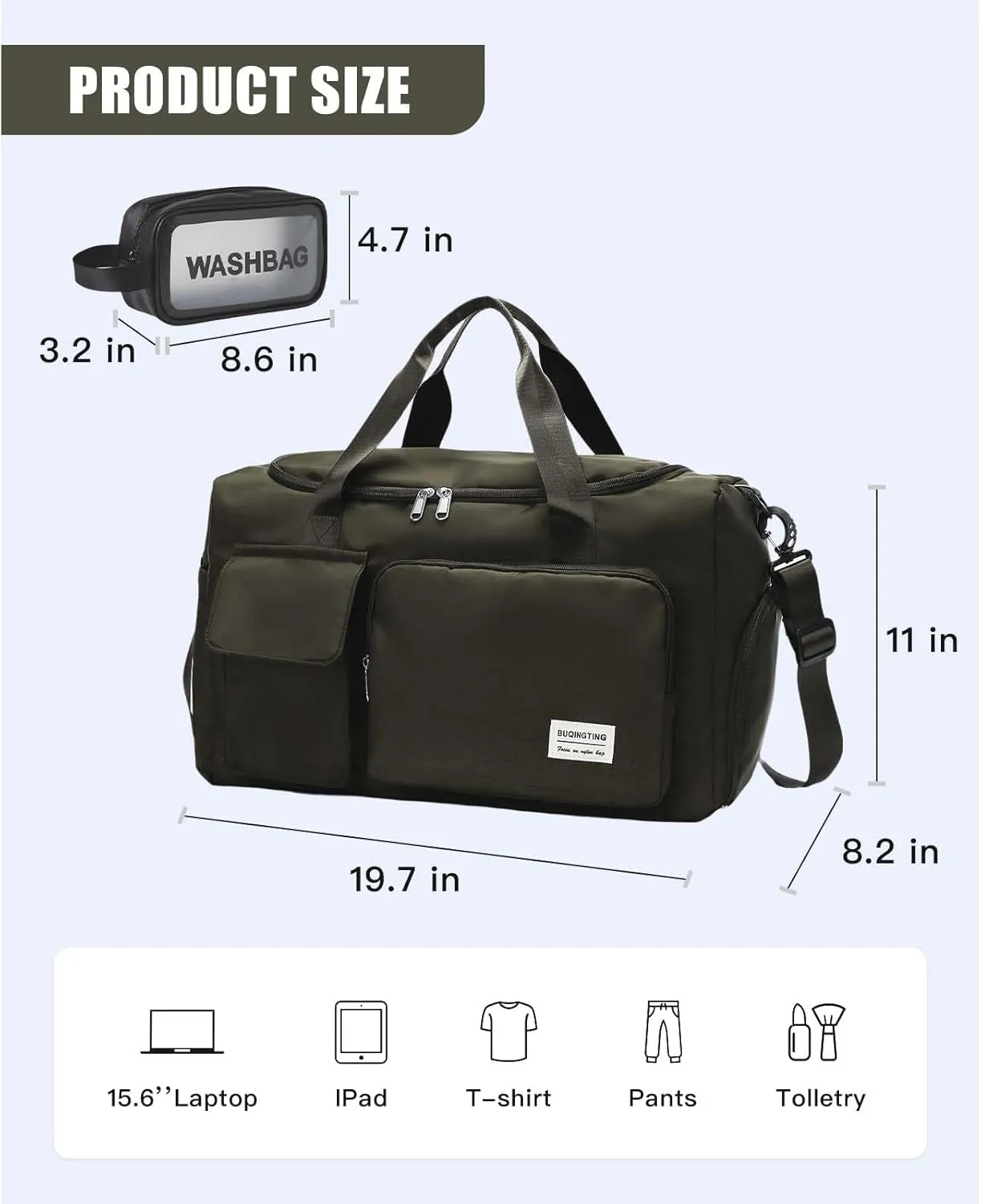BUQINGTING Gym Bag for Men Women with Shoe Compartment, Cute Travel Duffle Bag for Women, Weekender Overnight Bag, Carry on Tote Bag Sport Duffel bag for Dance, Swim