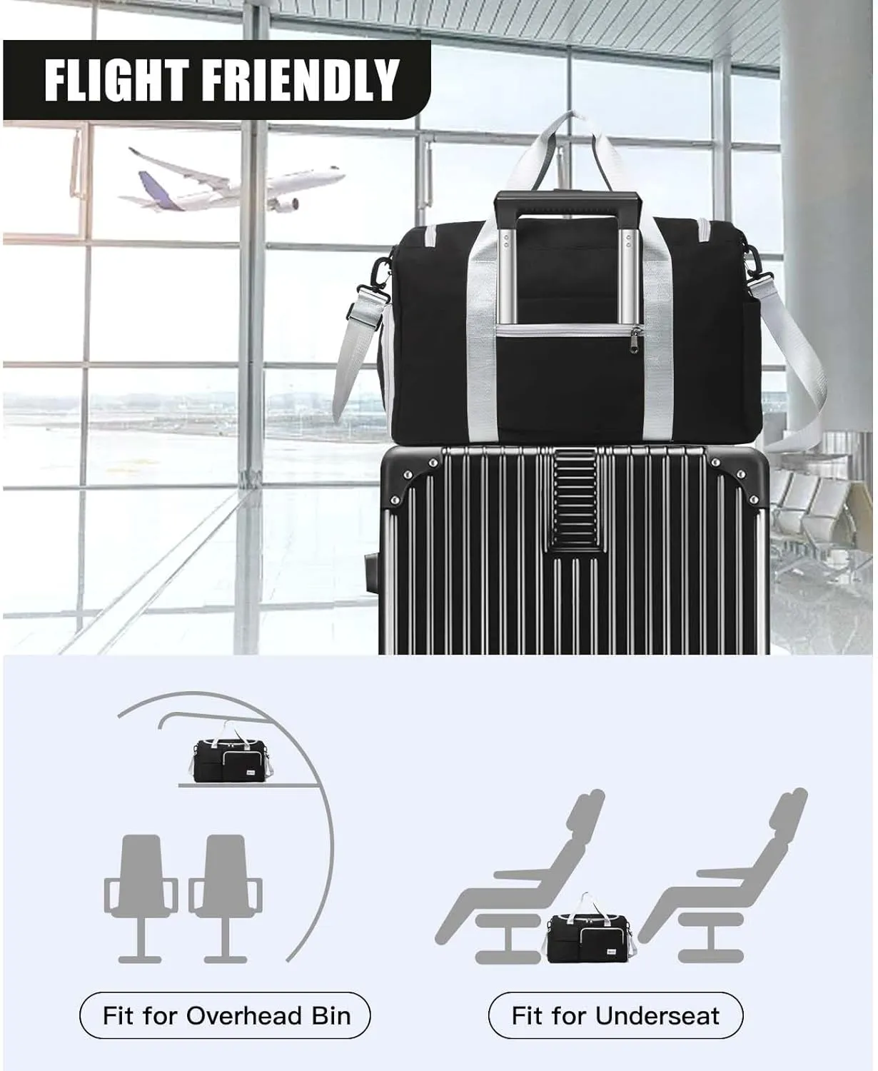 BUQINGTING Gym Bag for Men Women with Shoe Compartment, Cute Travel Duffle Bag for Women, Weekender Overnight Bag, Carry on Tote Bag Sport Duffel bag for Dance, Swim