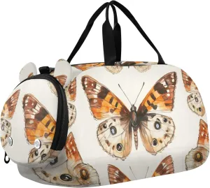 Butterfly Ornate Display Youth Sports Duffel Bag with Ventilated Shoe Compartment|All-Season Lightweight Travel Gym Bag for Girls & Boys|Water-Resistant Gear Bag