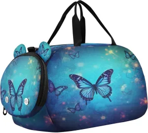 Butterfly Youth Sports & Travel Duffle Bag with Shoe Compartment,Waterproof Gym Bag for Girls and Boys (Overnight Essentials Organizer)