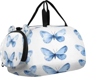 Butterfly Youth Sports & Travel Duffle Bag with Shoe Compartment,Waterproof Gym Bag for Girls and Boys (Overnight Essentials Organizer)