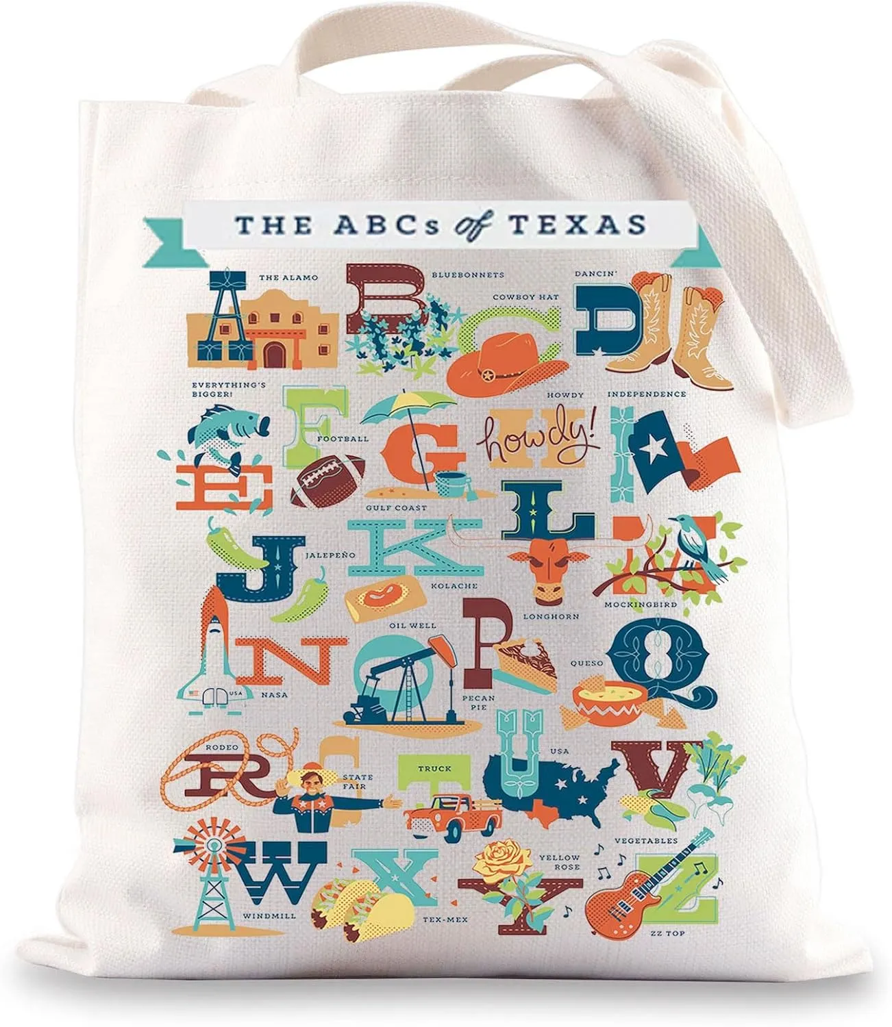 BWWKTOP Texas State Travel Tote Bag - Texas Souvenirs & Gifts - Reusable Grocery Bag for Trips