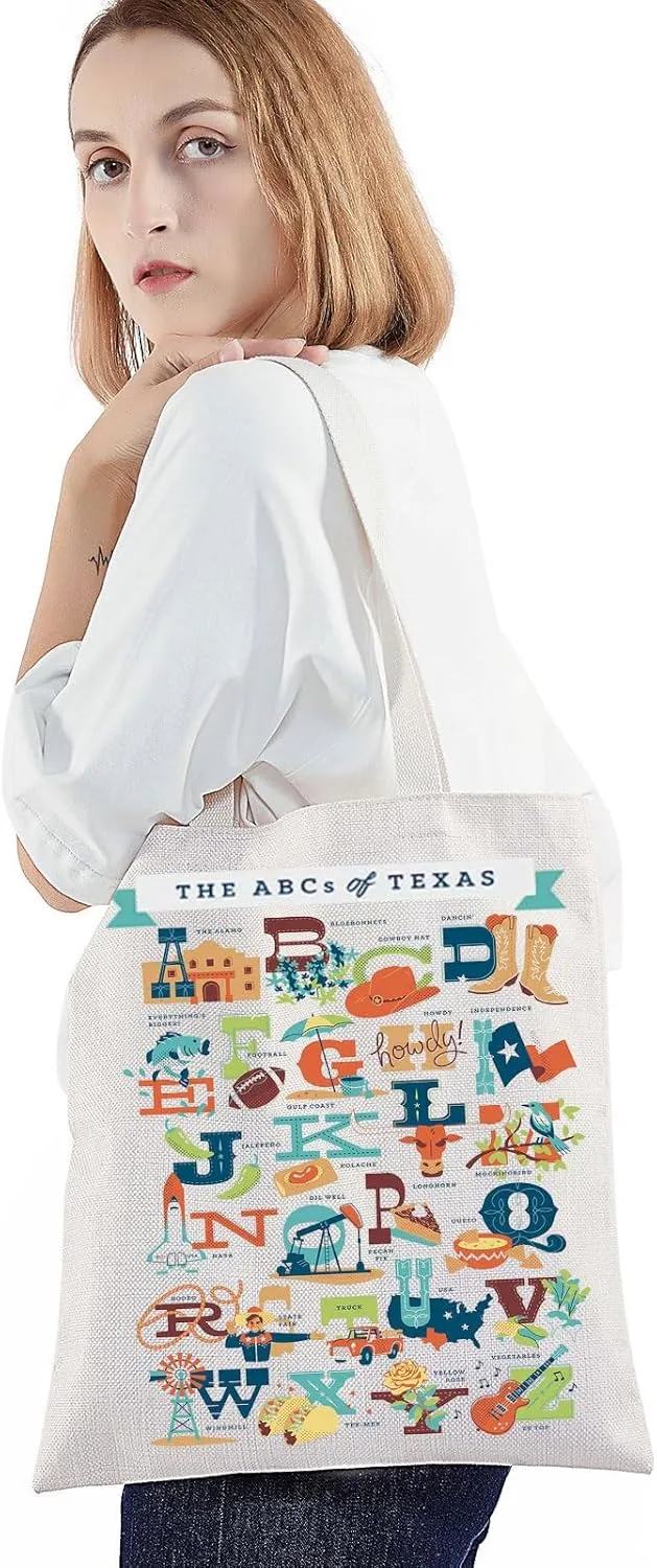 BWWKTOP Texas State Travel Tote Bag - Texas Souvenirs & Gifts - Reusable Grocery Bag for Trips