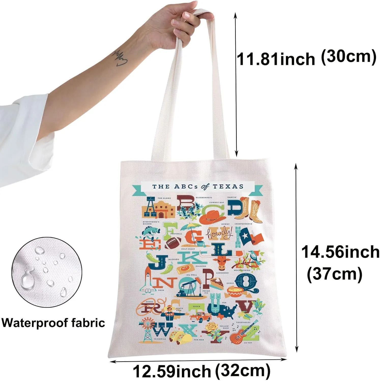 BWWKTOP Texas State Travel Tote Bag - Texas Souvenirs & Gifts - Reusable Grocery Bag for Trips