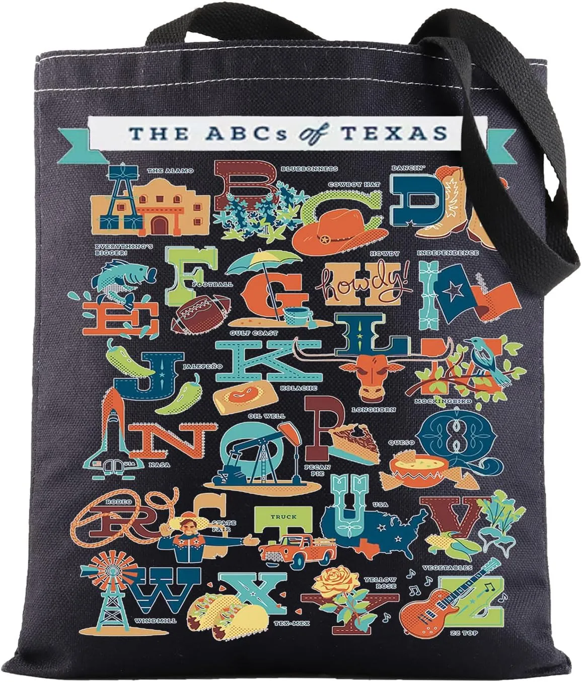 BWWKTOP Texas State Travel Tote Bag - Texas Souvenirs & Gifts - Reusable Grocery Bag for Trips