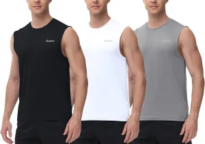 Cakulo Men's Workout Swim Sleeveless Shirts Quick Dry Beach Pool Tech Running Athletic Exercise Muscle Tank Top Big and Tall