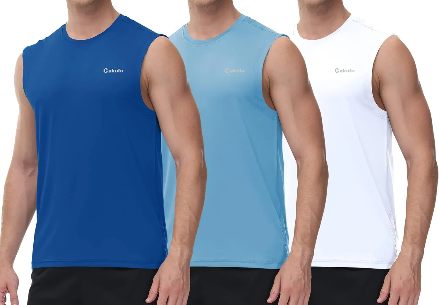 Cakulo Men's Workout Swim Sleeveless Shirts Quick Dry Beach Pool Tech Running Athletic Exercise Muscle Tank Top Big and Tall