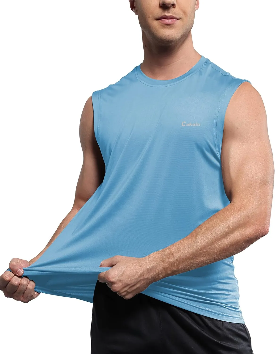 Cakulo Men's Workout Swim Sleeveless Shirts Quick Dry Beach Pool Tech Running Athletic Exercise Muscle Tank Top Big and Tall
