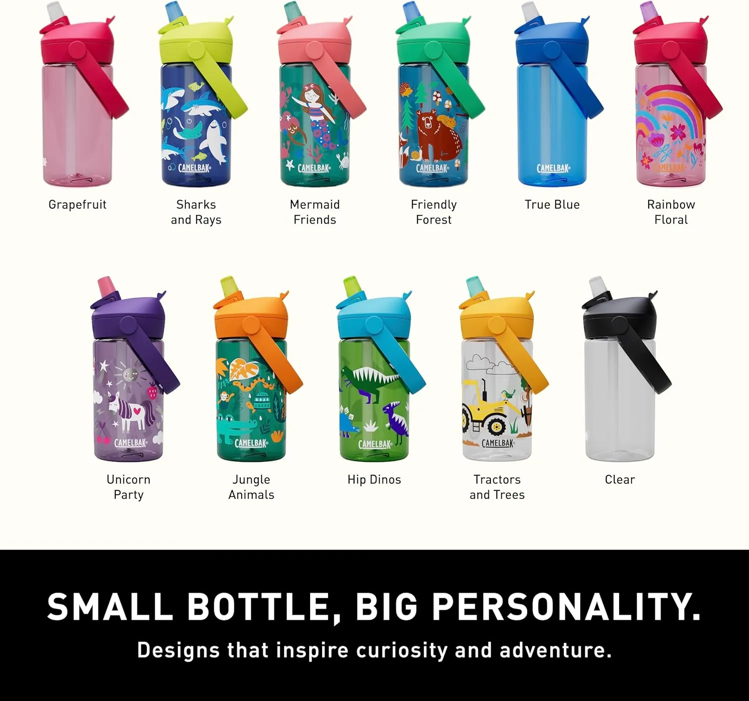 CamelBak Thrive Flip Straw Kids Bite Valve Tritan Renew Water Bottle 14oz
