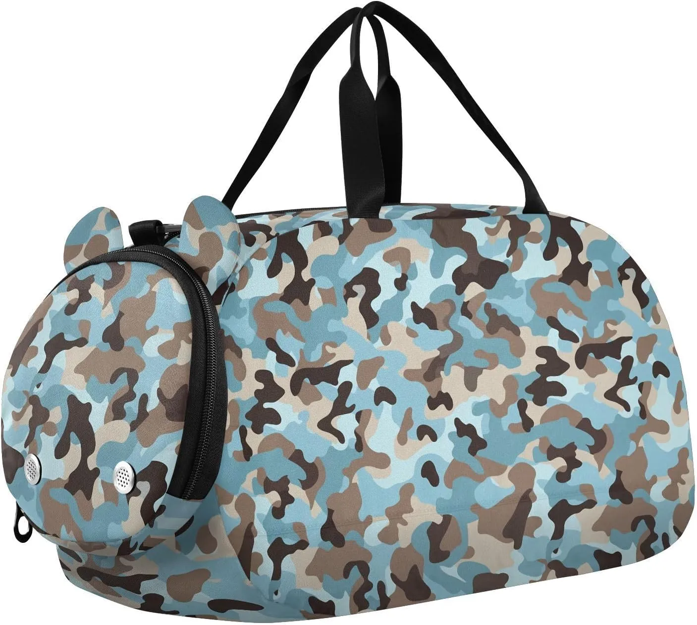 Camouflage Blue Kids Cute Gym Bag with Shoes Compartment Large Capacity Sports Duffel Bag for Boys and Girls bolso para gym mujer