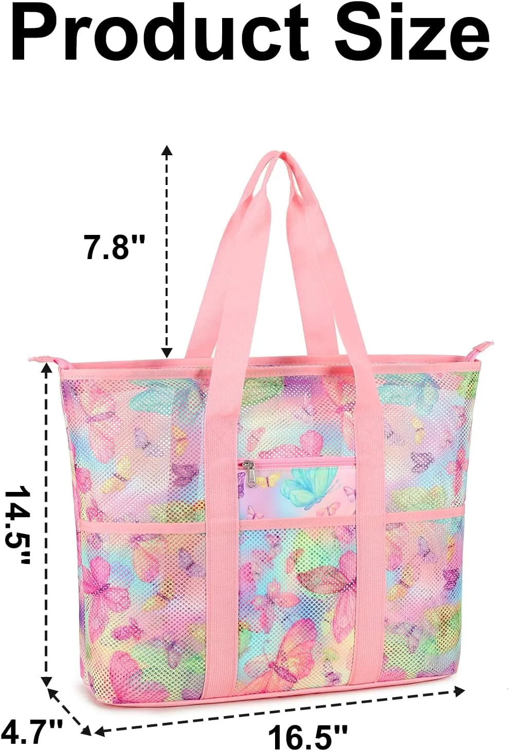 CAMTOP Beach Bags for Women Mesh Beach Tote Bag with Zipper Kids Shell Bags Large Pool Swim Vacation