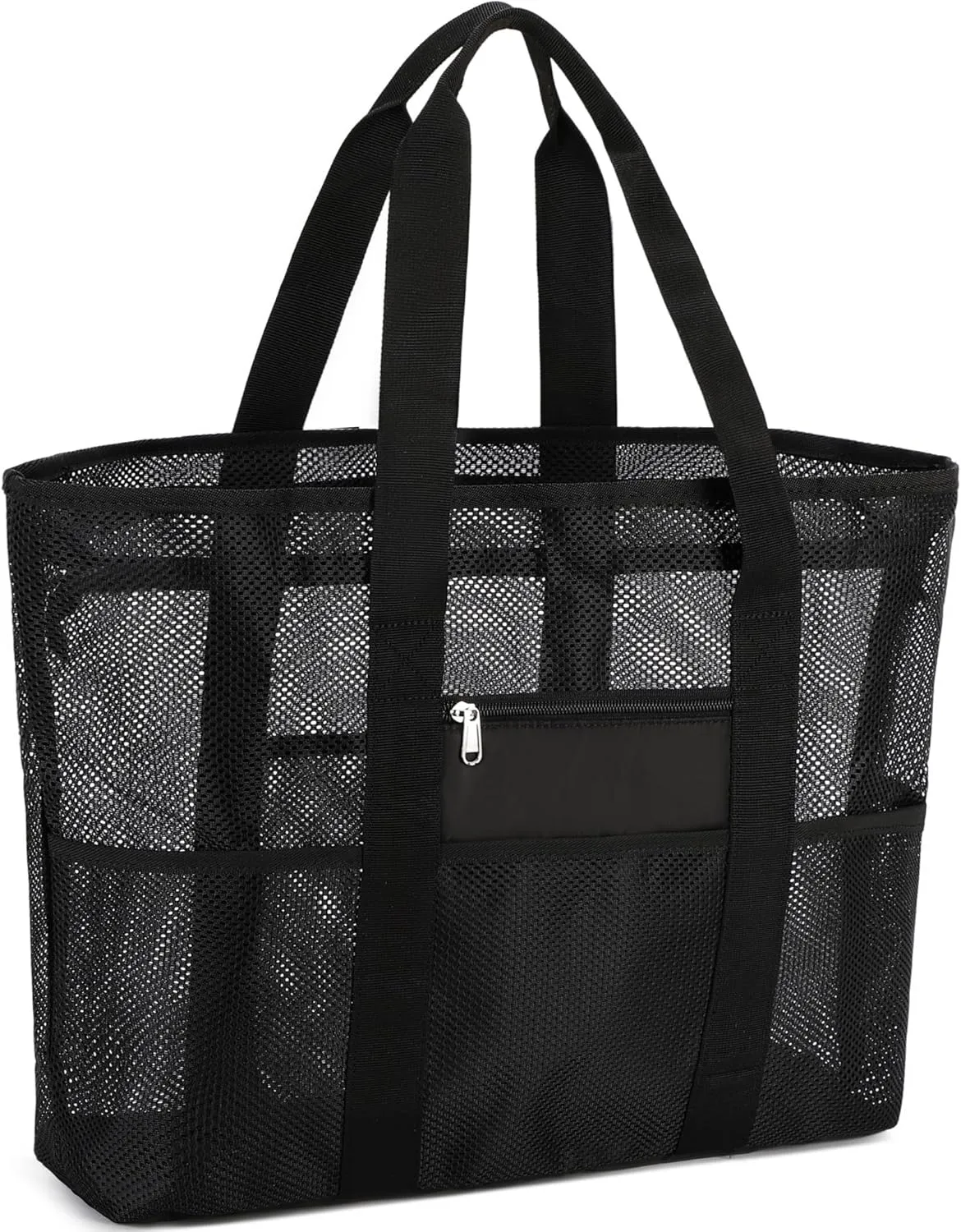 CAMTOP Beach Bags for Women Mesh Beach Tote Bag with Zipper Kids Shell Bags Large Pool Swim Vacation