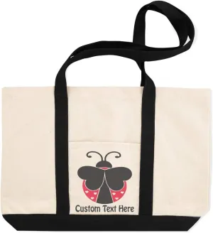 Canvas Shopping Tote Bag Red & Black Ladybug Image Animals Wild Big Bug Beach for Women