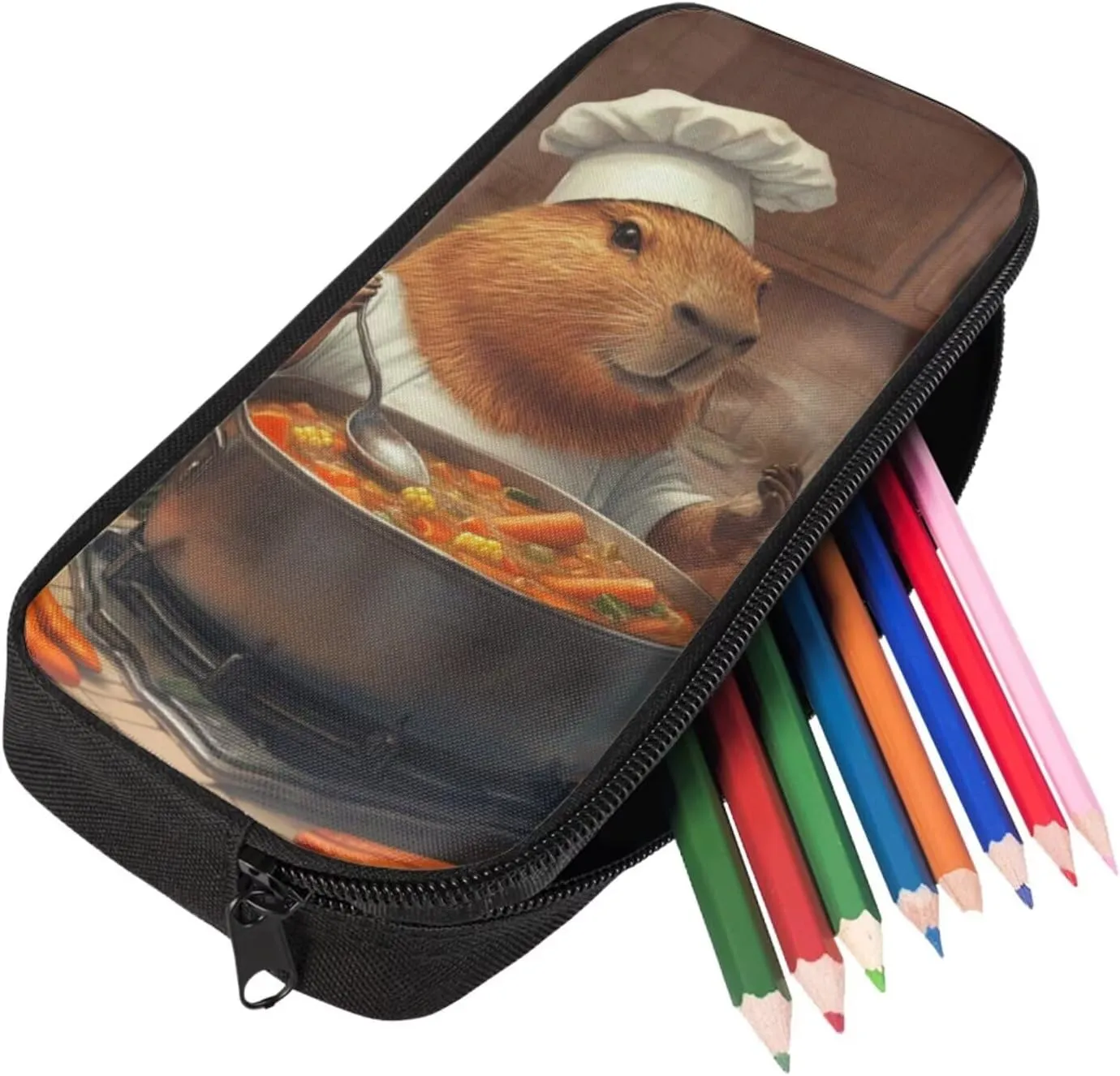 Capybara Backpack for Boys Chef Theme Kids Bookbag and Lunch Box Set Girls Large Capacity School Bag for Primary School 3 Pcs Portable Insulated Lunch Bag