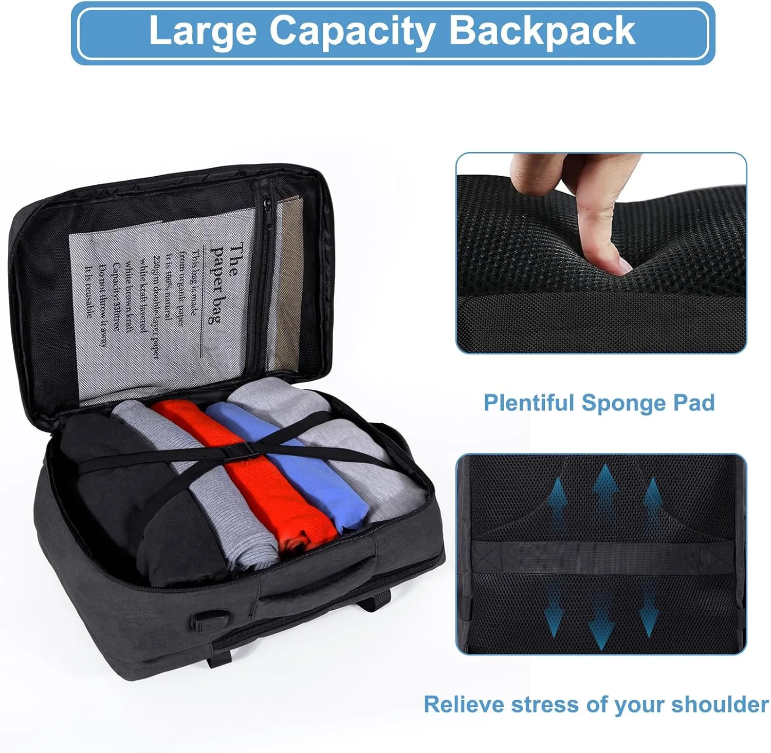 Carry on Backpack,Large Business Durable Travel Backpack for Men Women,Airline Approved Travel Backpack,with USB Charging Port