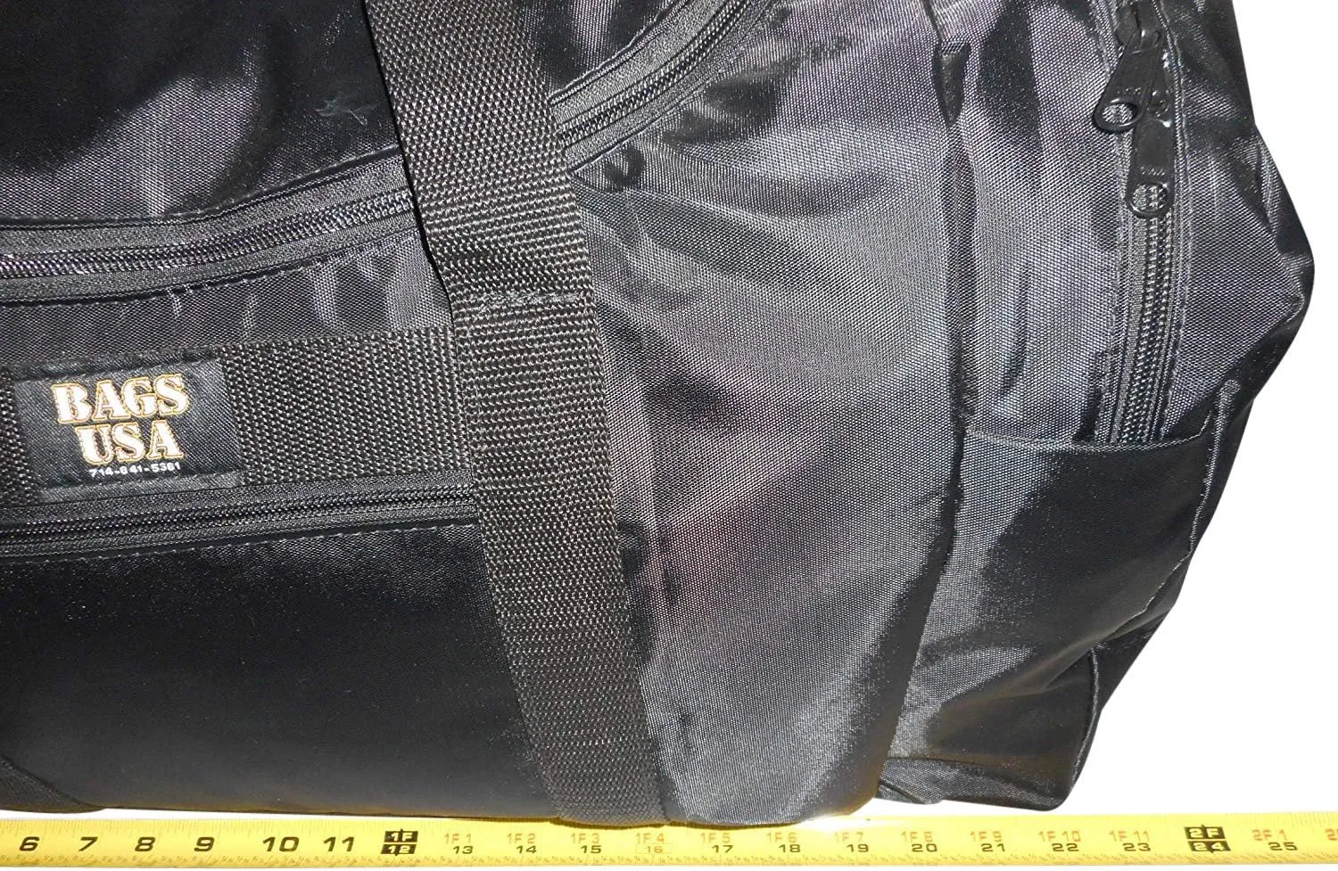 Carry on size weekend bag, Main compartment and two end pockets, Made in USA. (Black)