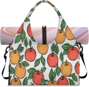 Cartoon Fruit Women's Yoga Gym Bag - Adjustable shoulder strap with shoe compartment, large gym bag with multiple pockets for yoga mat, gym equipment and travel accessories