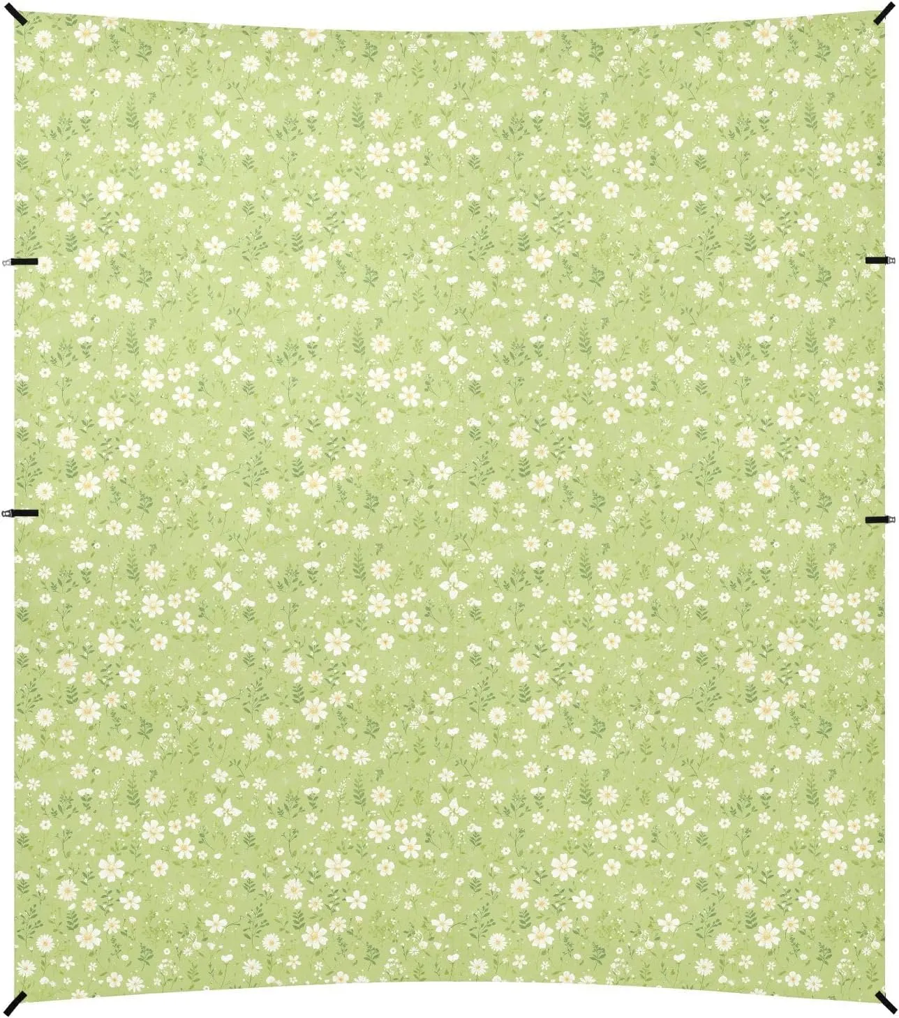 Cartoon Wildflower Fluorescent Green Beach Tent & Canopy UPF50 Easy Setup Large Sun Shelter with Sandbags & Sand Shovel for Backyard and Camping