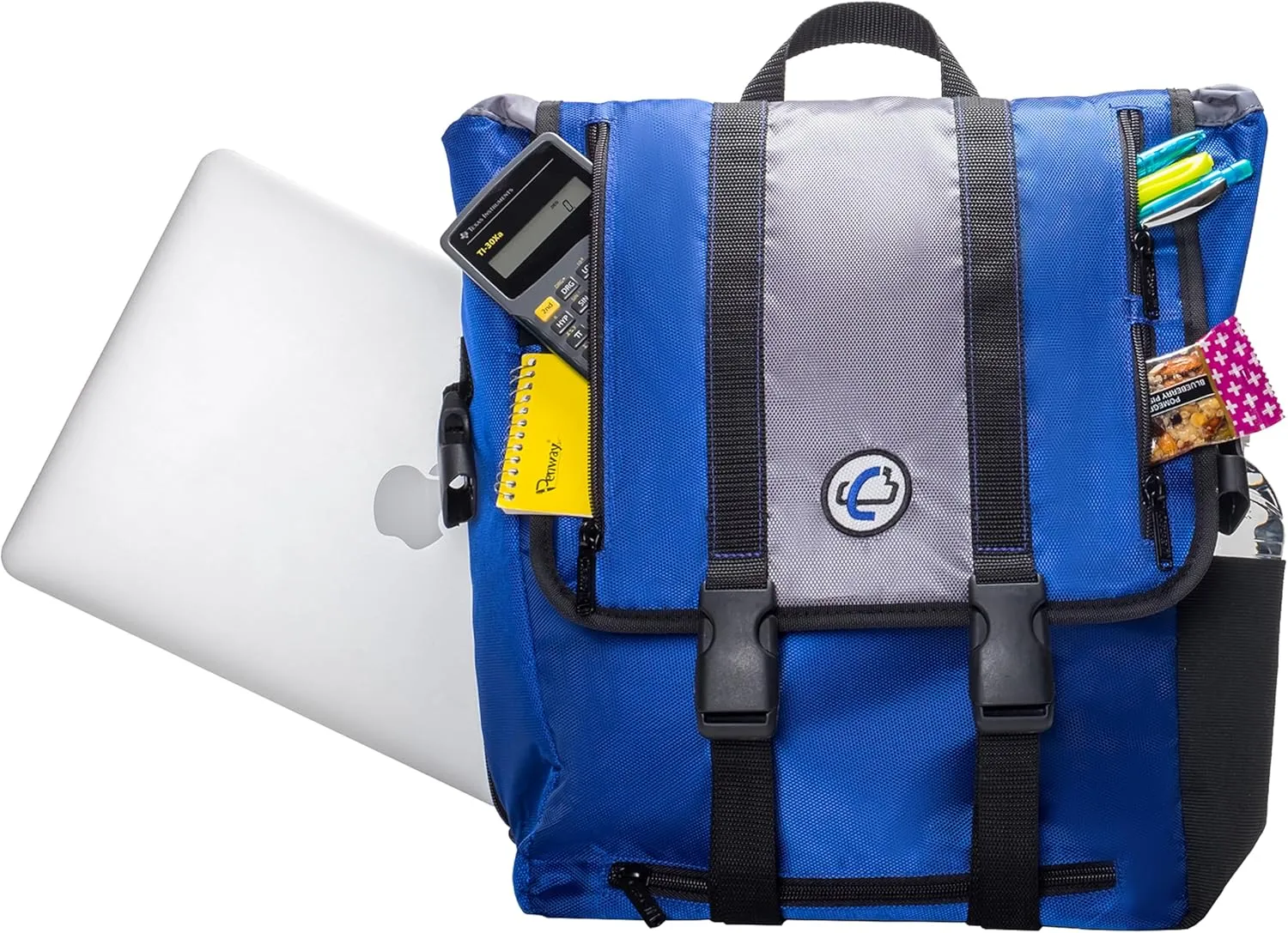 Case-It BKP-102 Laptop Backpack with Hide-Away Binder Holder, Fits 13-Inch Laptops, Blue/Grey (BKP-102 BLUG)
