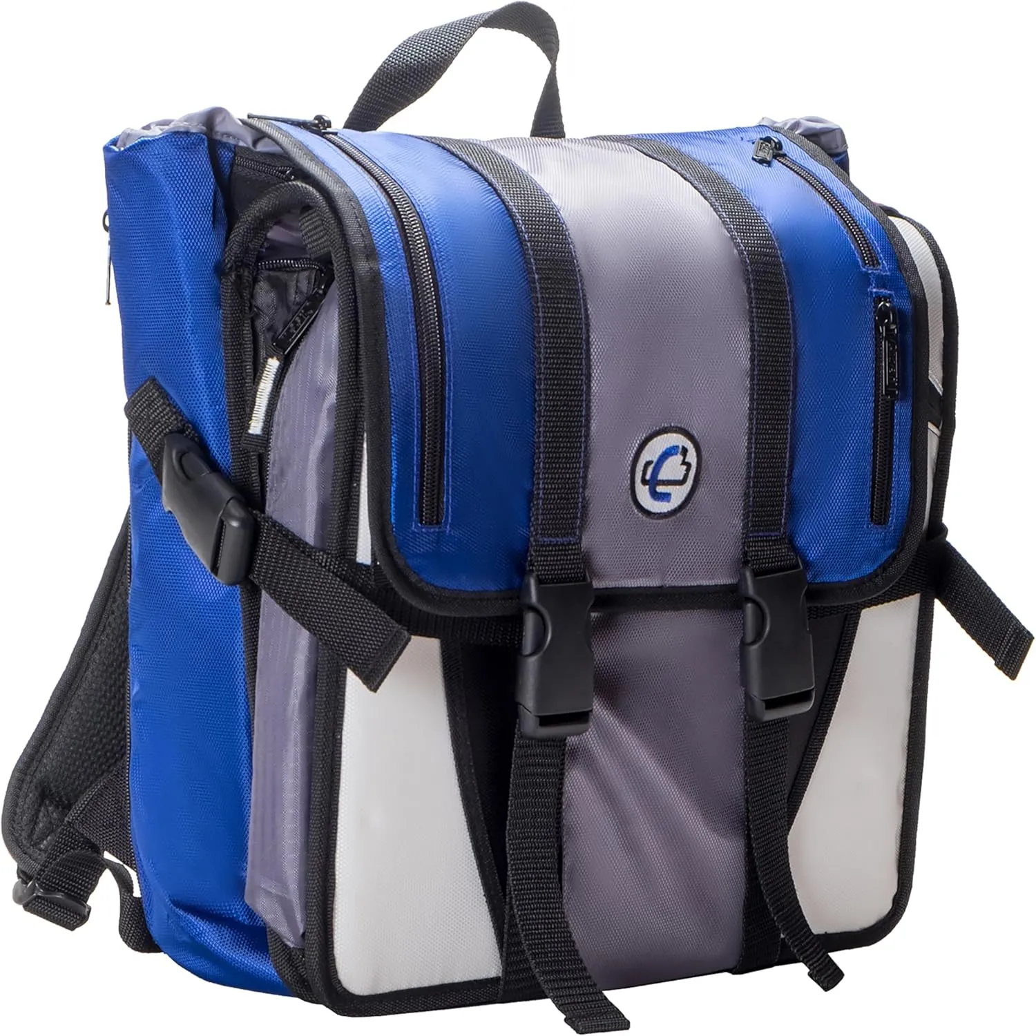 Case-It BKP-102 Laptop Backpack with Hide-Away Binder Holder, Fits 13-Inch Laptops, Blue/Grey (BKP-102 BLUG)