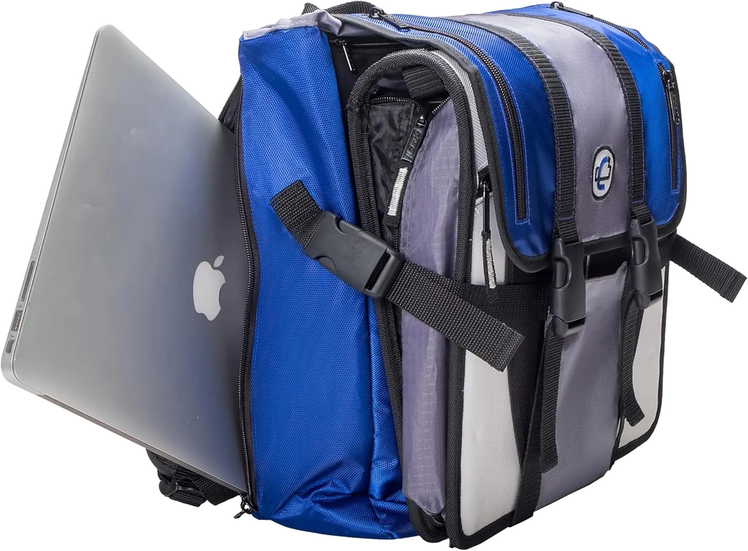 Case-It BKP-102 Laptop Backpack with Hide-Away Binder Holder, Fits 13-Inch Laptops, Blue/Grey (BKP-102 BLUG)