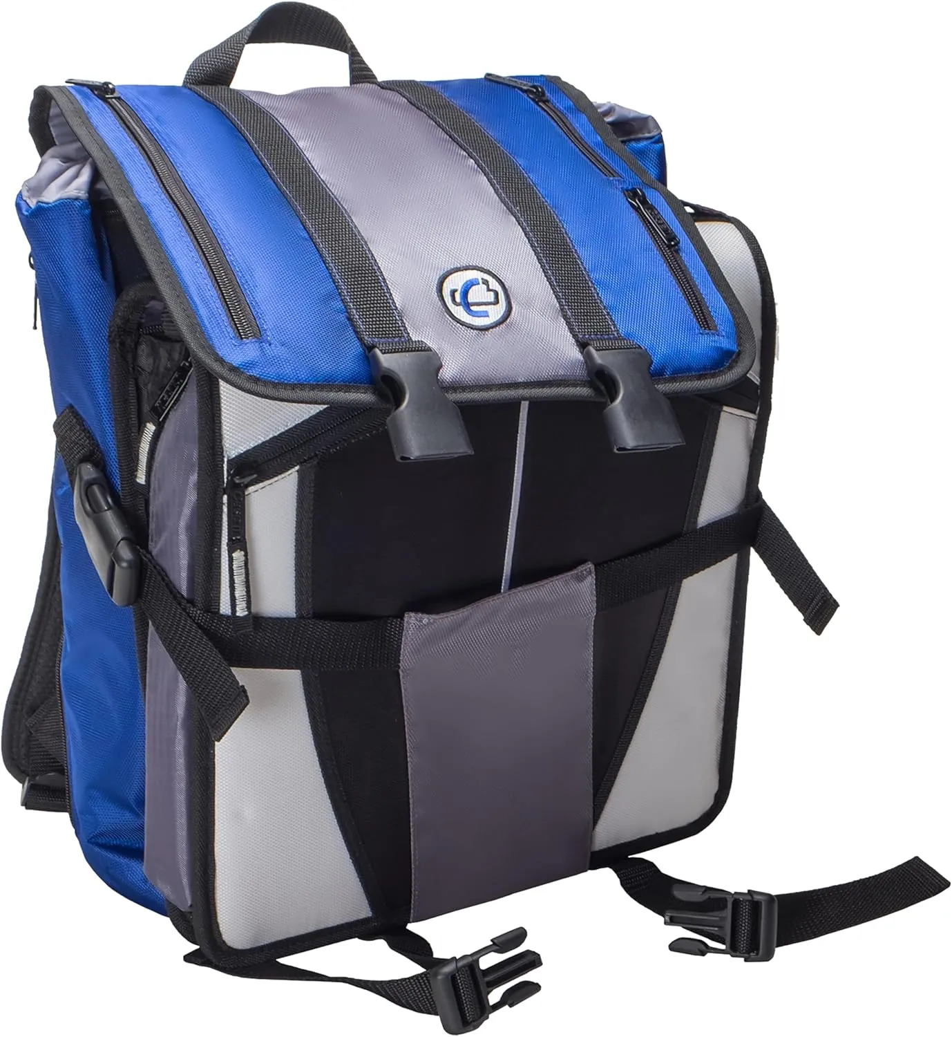 Case-It BKP-102 Laptop Backpack with Hide-Away Binder Holder, Fits 13-Inch Laptops, Blue/Grey (BKP-102 BLUG)