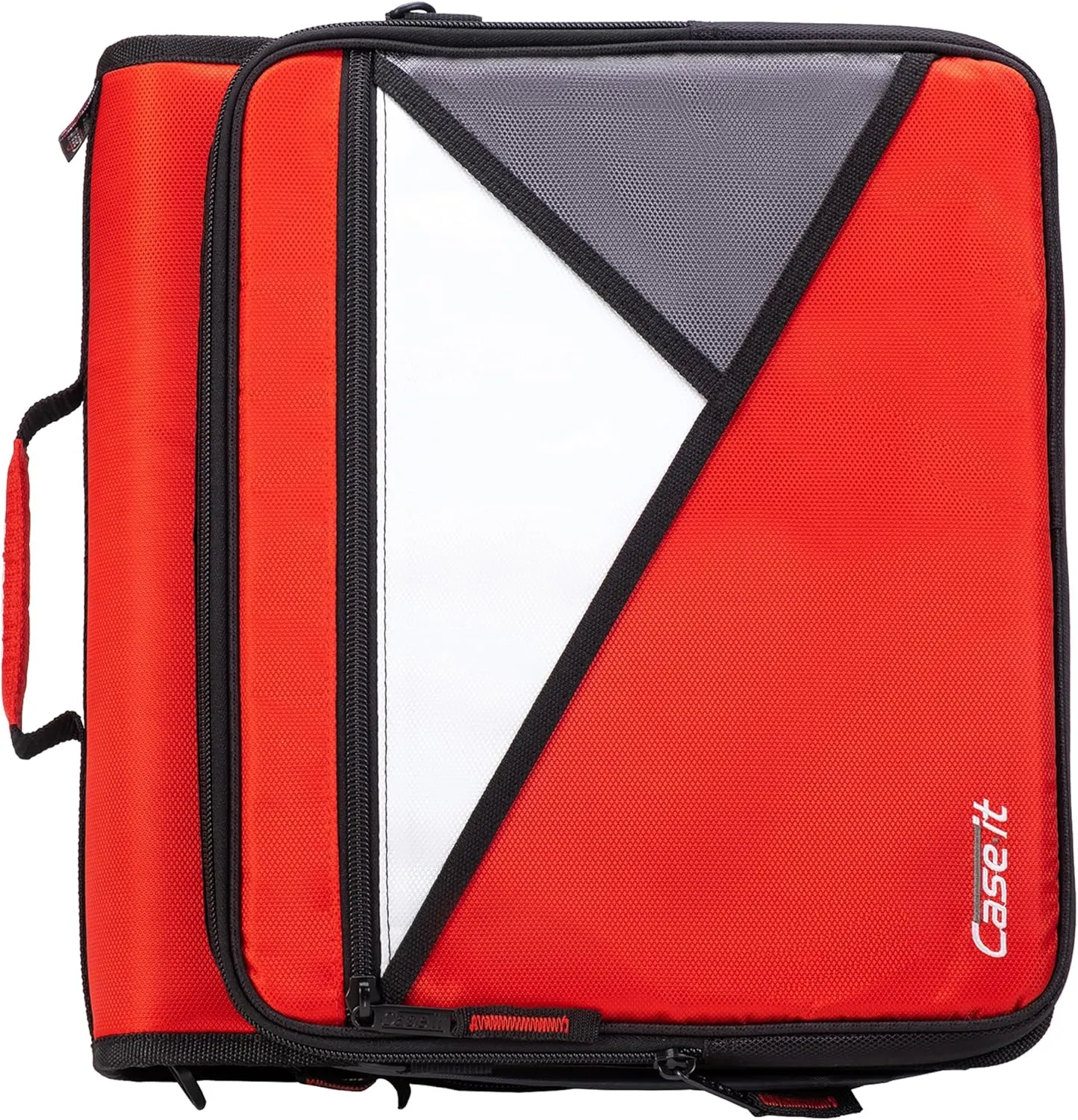 Case-it The Universal 2.0 Zipper Binder -1.5 Inch O-Ring - Removable Padded Pocket Holds Up to 13" Laptop/Tablet - Multiple Pockets - 325 Page Capacity - Comes with Shoulder Strap - Fire Red LT-207