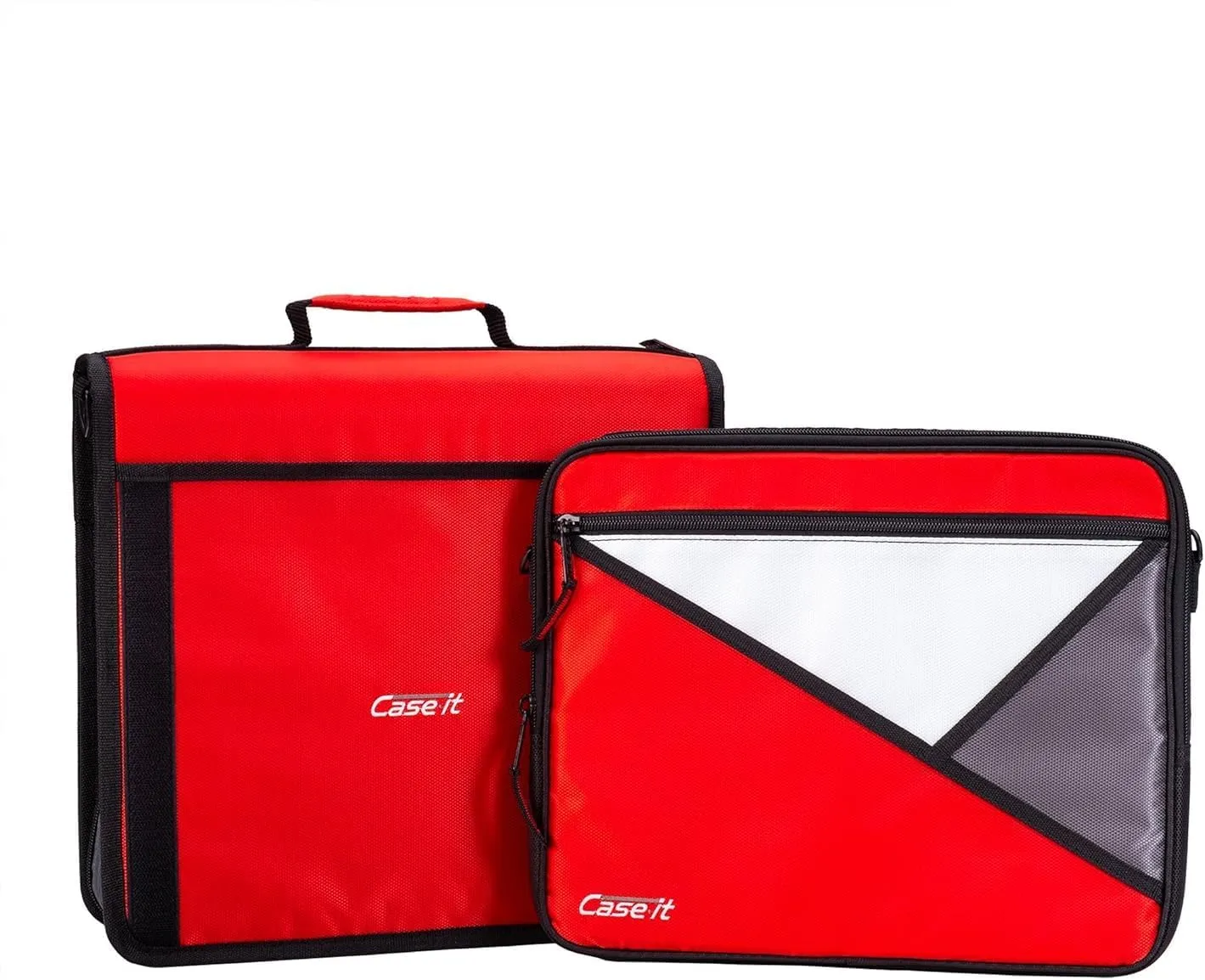 Case-it The Universal 2.0 Zipper Binder -1.5 Inch O-Ring - Removable Padded Pocket Holds Up to 13" Laptop/Tablet - Multiple Pockets - 325 Page Capacity - Comes with Shoulder Strap - Fire Red LT-207