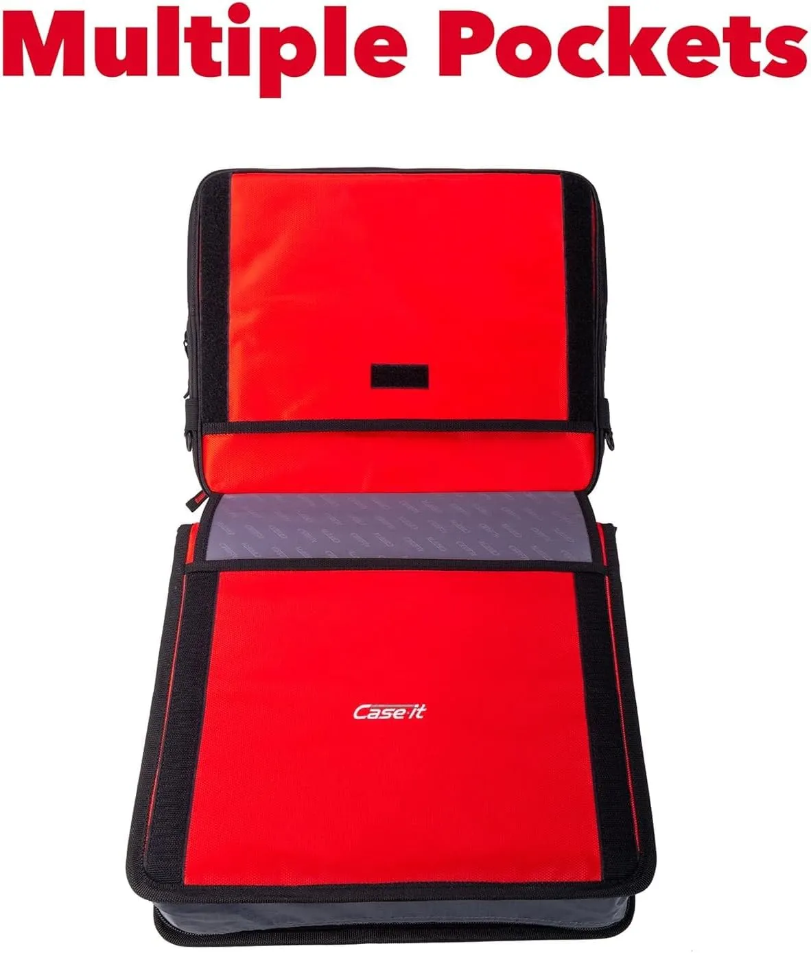 Case-it The Universal 2.0 Zipper Binder -1.5 Inch O-Ring - Removable Padded Pocket Holds Up to 13" Laptop/Tablet - Multiple Pockets - 325 Page Capacity - Comes with Shoulder Strap - Fire Red LT-207