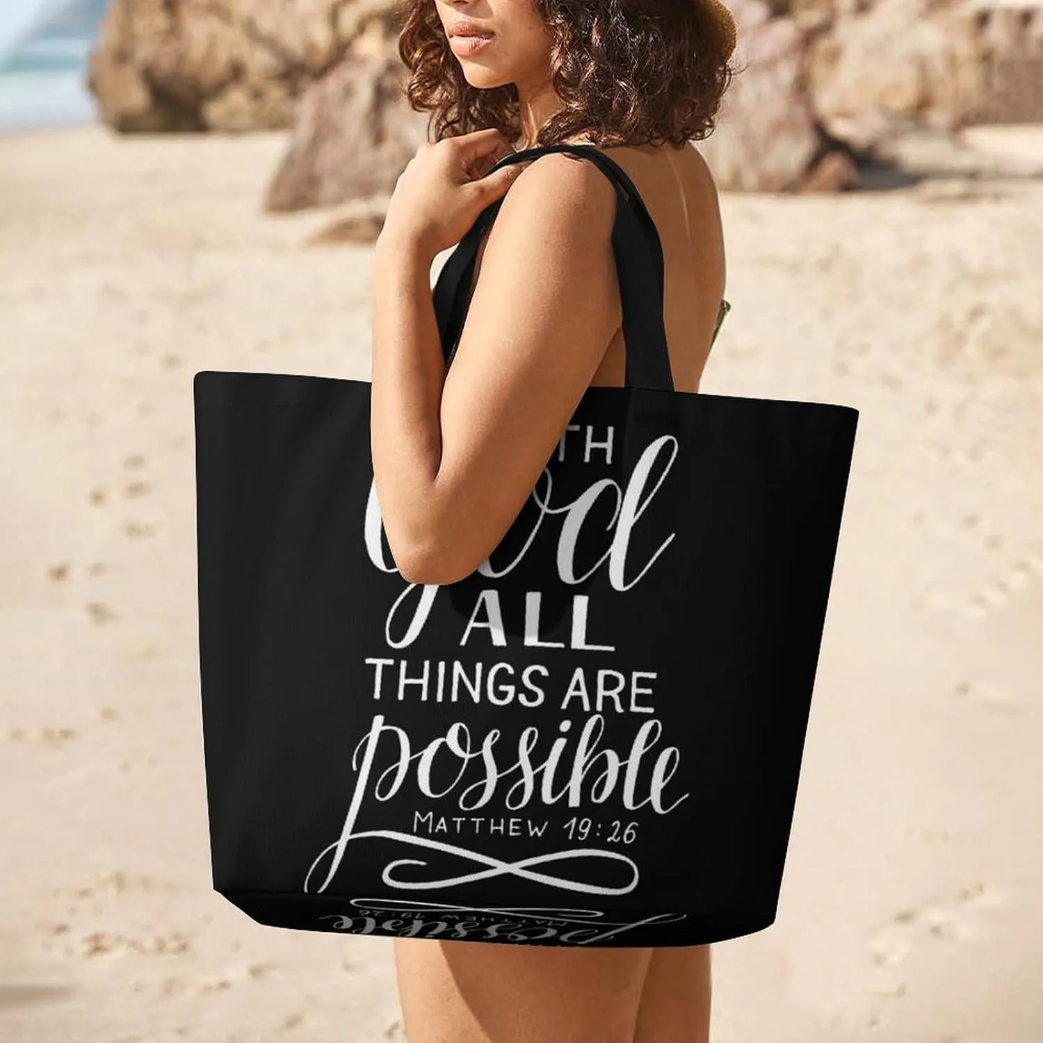 Cast All Your Anxiety Tote Bag Beach Bag Reusable Shoulder Bag for Gym, Shopping, Travel