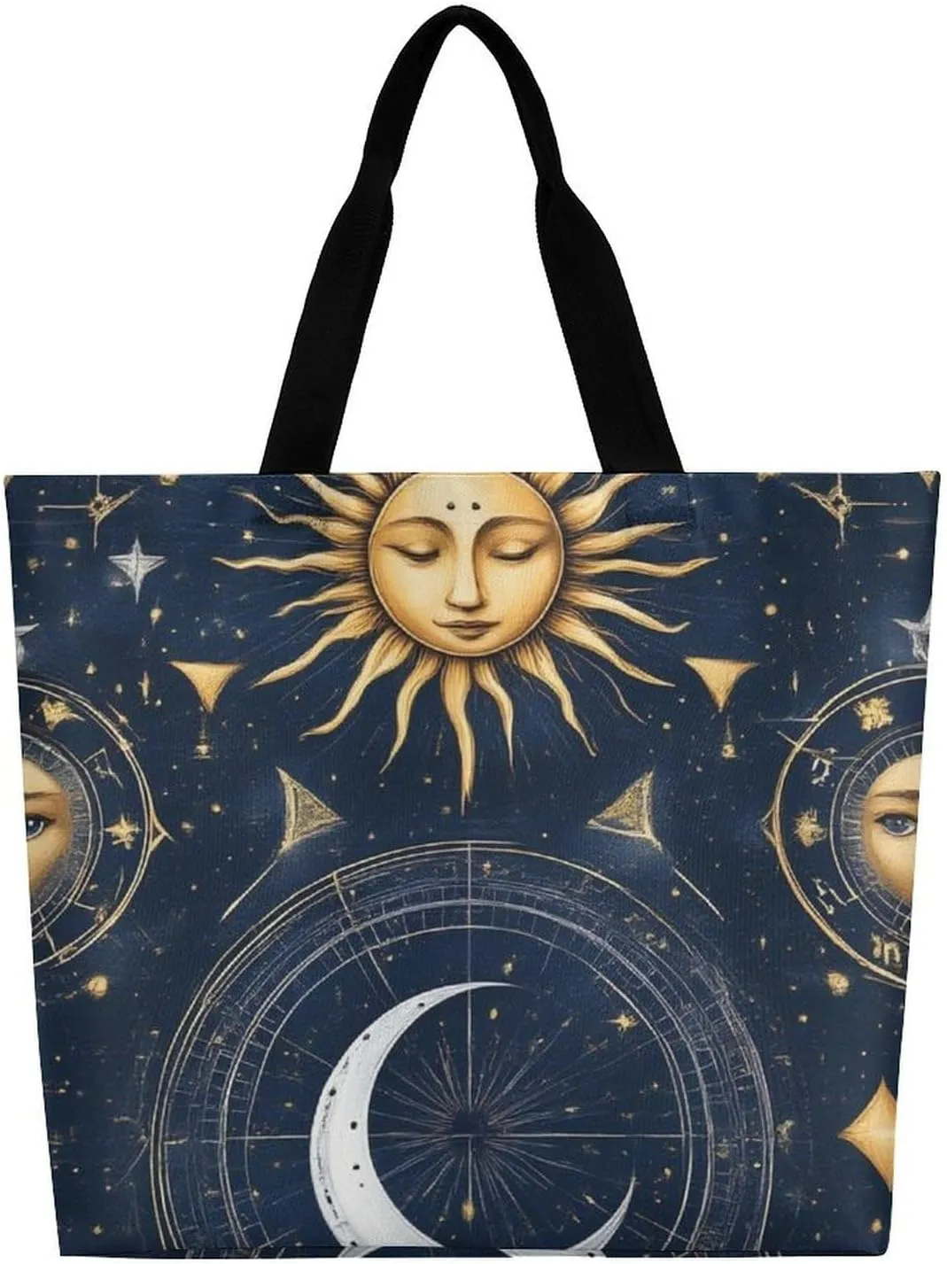 Casual Grocery Shopping Bag, Portable Beach Shoulder Bags Reusable Tote Bag for Travel Office
