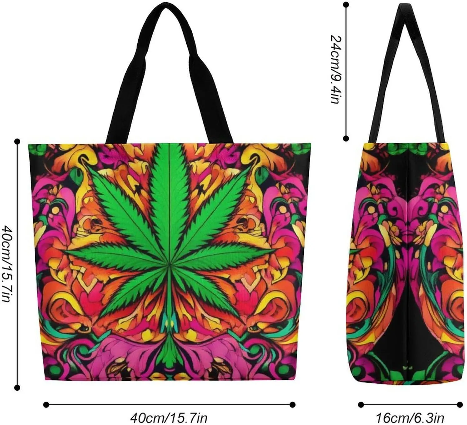 Casual Grocery Shopping Bag, Portable Beach Shoulder Bags Reusable Tote Bag for Travel Office