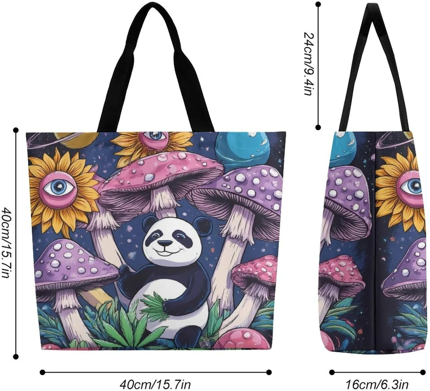 Casual Grocery Shopping Bag, Portable Beach Shoulder Bags Reusable Tote Bag for Travel Office