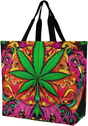 Casual Grocery Shopping Bag, Portable Beach Shoulder Bags Reusable Tote Bag for Travel Office