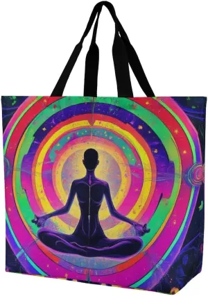 Casual Grocery Shopping Bag, Portable Beach Shoulder Bags Reusable Tote Bag for Travel Office