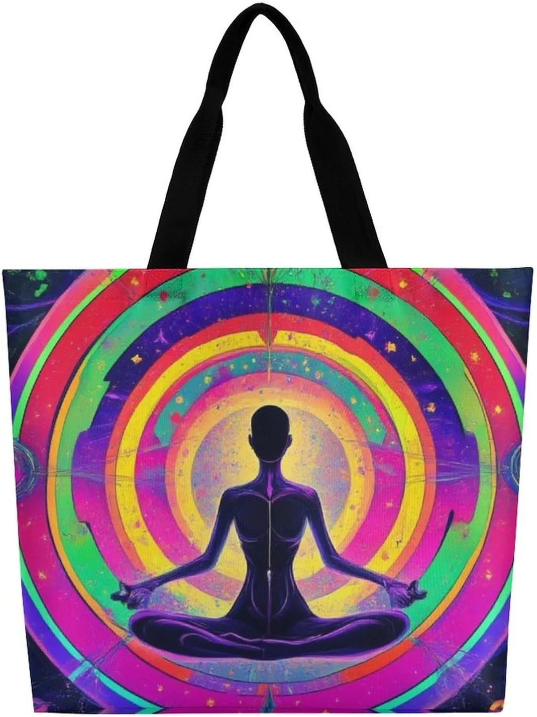 Casual Grocery Shopping Bag, Portable Beach Shoulder Bags Reusable Tote Bag for Travel Office