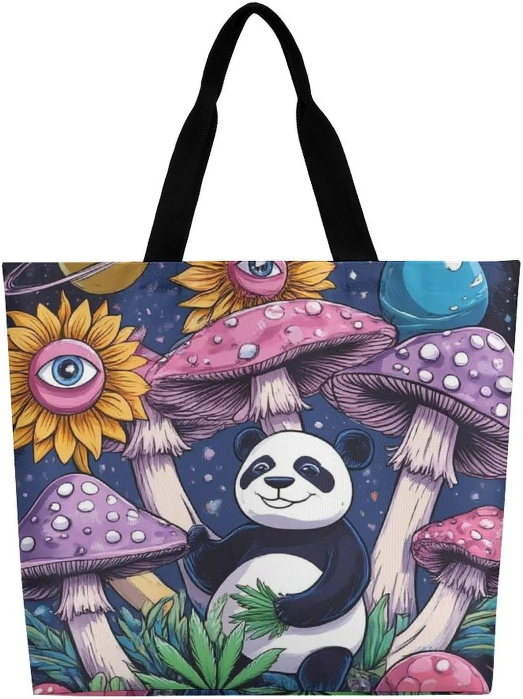 Casual Grocery Shopping Bag, Portable Beach Shoulder Bags Reusable Tote Bag for Travel Office