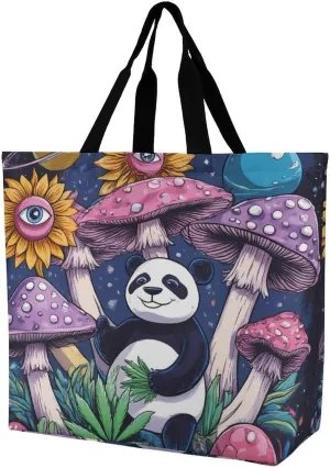 Casual Grocery Shopping Bag, Portable Beach Shoulder Bags Reusable Tote Bag for Travel Office