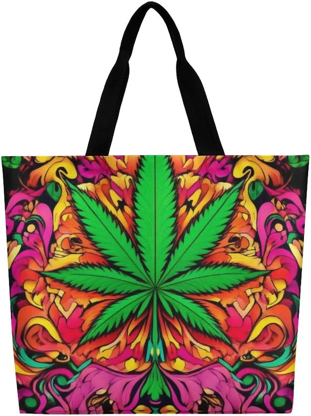 Casual Grocery Shopping Bag, Portable Beach Shoulder Bags Reusable Tote Bag for Travel Office