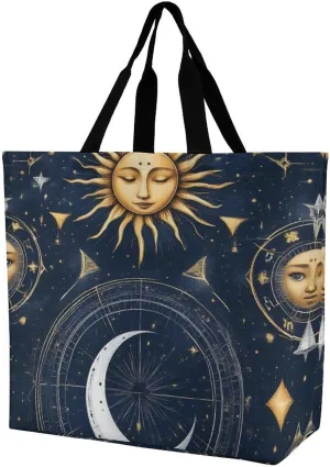 Casual Grocery Shopping Bag, Portable Beach Shoulder Bags Reusable Tote Bag for Travel Office