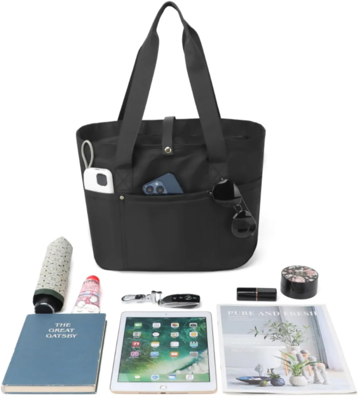 Casual Tote Bag for Women Large Shoulder Bag Handbag for Travel Work Foldable Shopping Bag