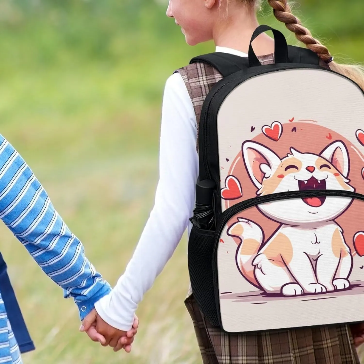 Cat Print Kids Backpack for Girls Bookbags Preschool Backpack Toddler Daycare School Bag Elementary Kindergarten Lightweight Kids Backpack for High School