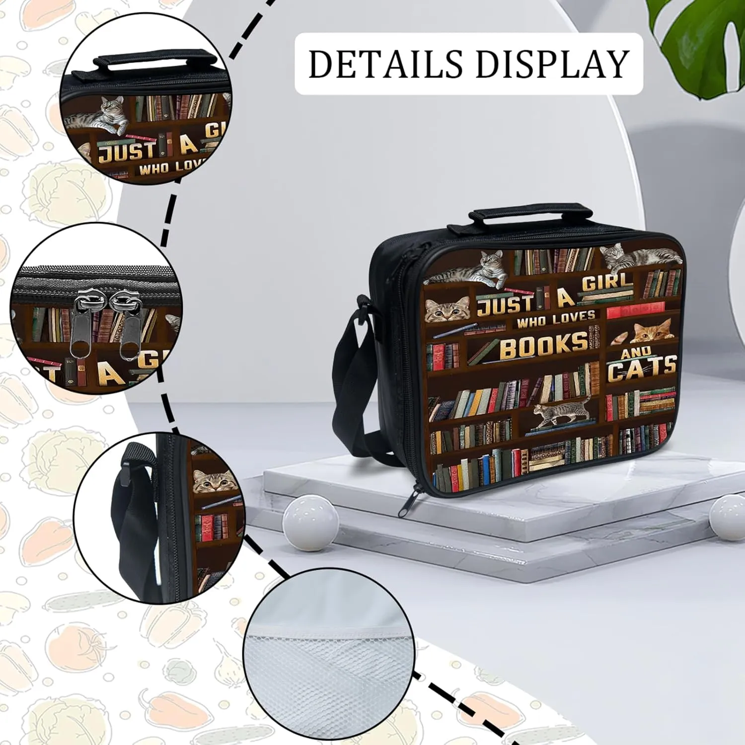 Cats Backpack Set for Girls 3PCS Book School Bag with Lunch Box Pencil Case Cat Kid Backpacks Toddler Elementary Bookbag 16 Inch